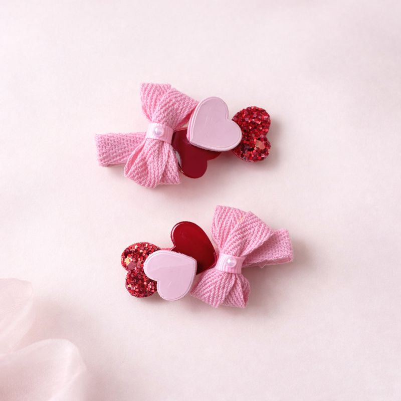 Pink Love Bow Clips
